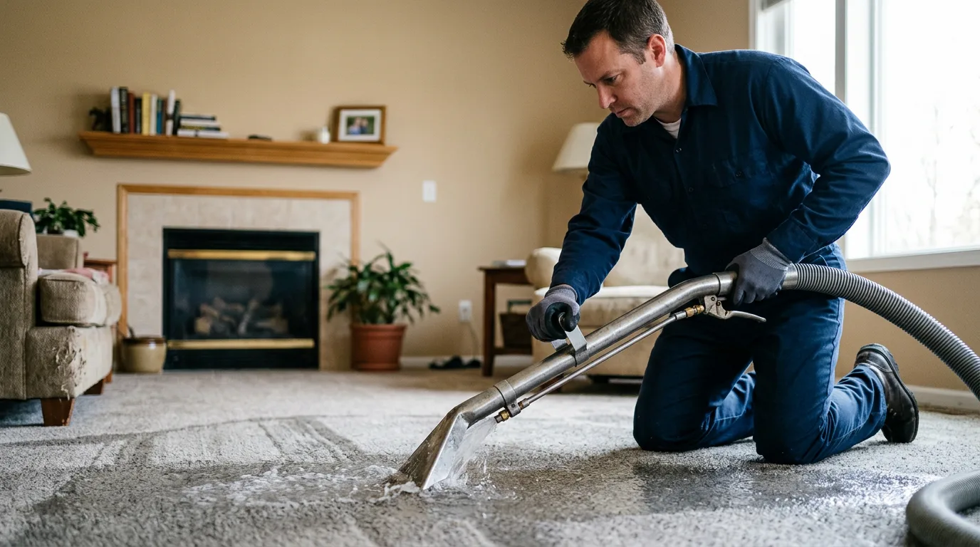 Water damage restoration technician working near Newtown, PA